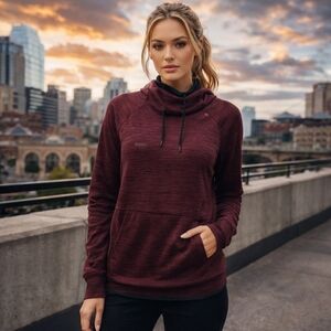 Shambhala Burgundy Cowl Neck Hoodie Sweater | Soft Cozy Pullover